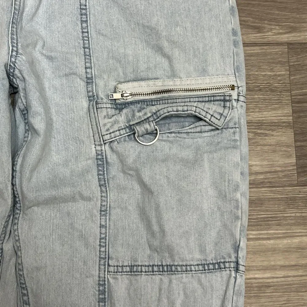 Y2K Hot‎ Topic Jogger Jeans Women 32x25 Curtain Rave Cyber Baggy HipHop Skate - Picture 4 of 11